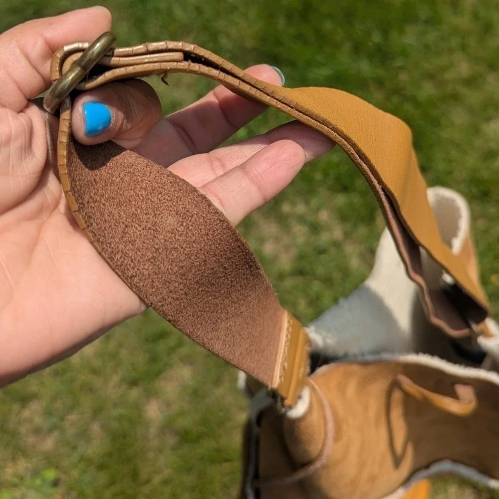 Y2K Boho GAP Faux Shearling Hobo Purse & Coin Purse Set Tan Faux Suede Hippie